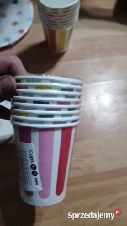 zestaw talerzy plus kubki na impreze dzieci Książ Wielkopolski