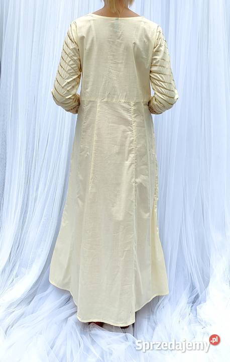 Indyjska suknia sukienka L 40 beżowa złota złoty Spódnice i sukienki Szczecin
