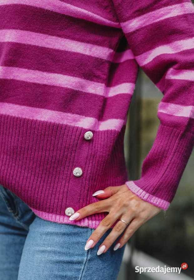 Sweter W Paski Frances Różowy łódzkie Nowy Kawęczyn
