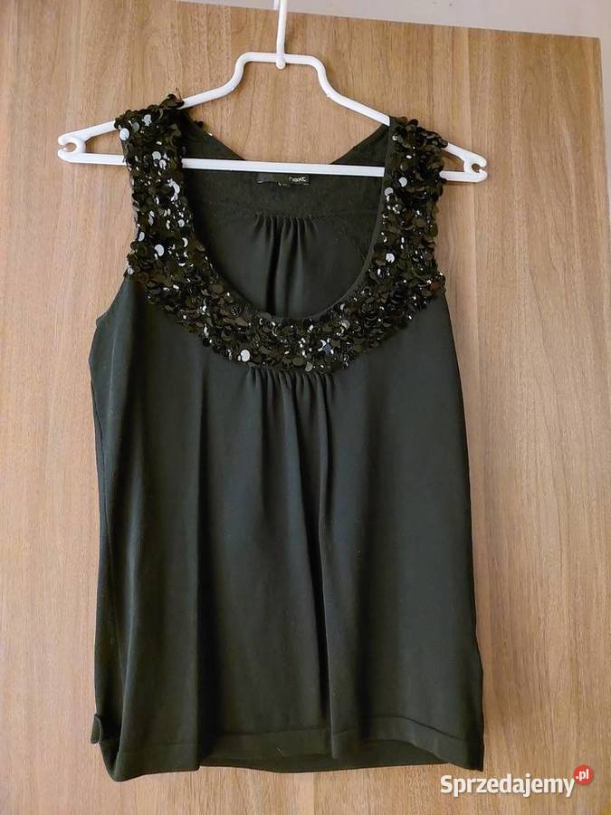 Piękna czarna bluzka z cekinami top Bez wzoru