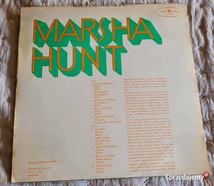 Marsha Hunt Marsha Hunt wydanie z roku 1975 stan płyta winylowa Chełmno