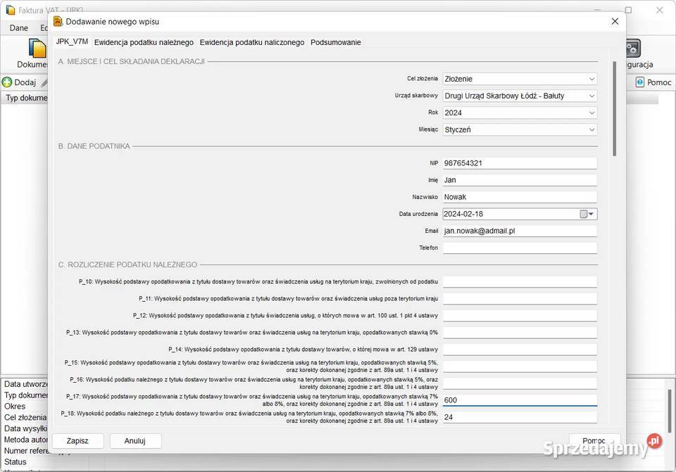 Faktura VAT program do faktur roczne Łódź sprzedam
