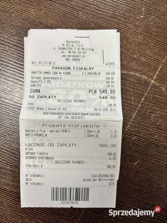 Smartfon Hammer Iron Va 4 GB64 GB 4G Gwarancja Elbląg