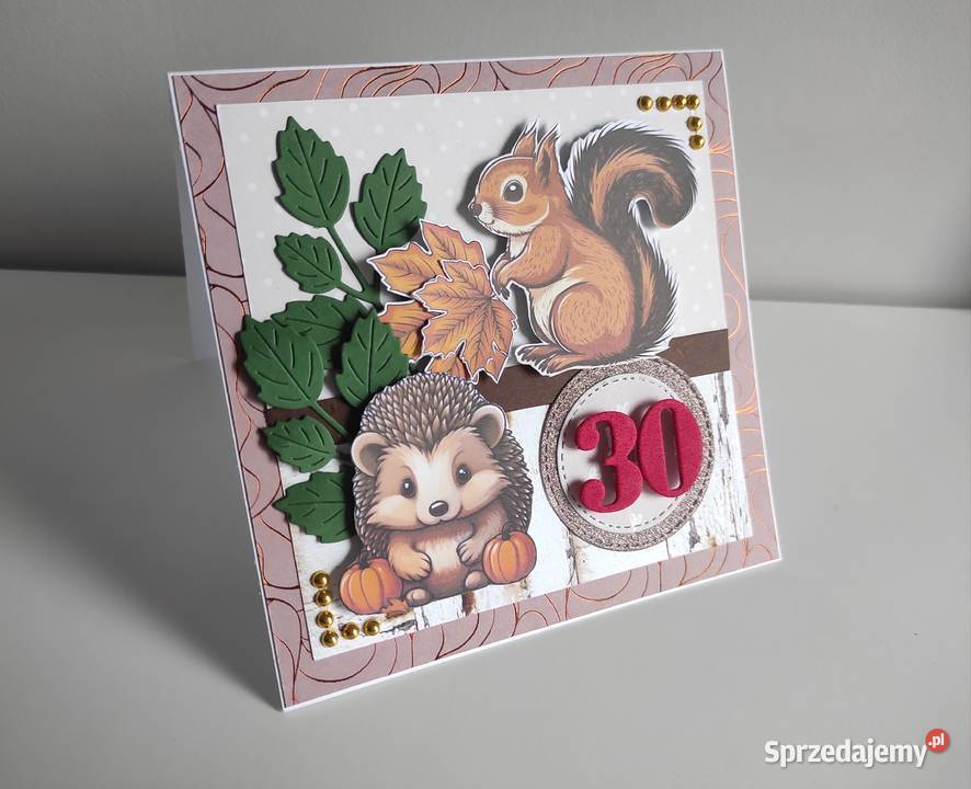 Kartka urodzinowa jesienna ręcznie robiona z Łódź