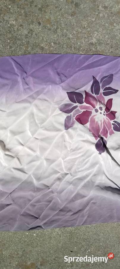 Szal apaszka jedwabna PRL Tkaniny