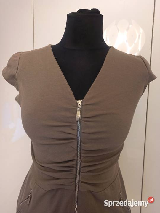 brązowa obcisła sukienka z marszczeniami Częstochowa