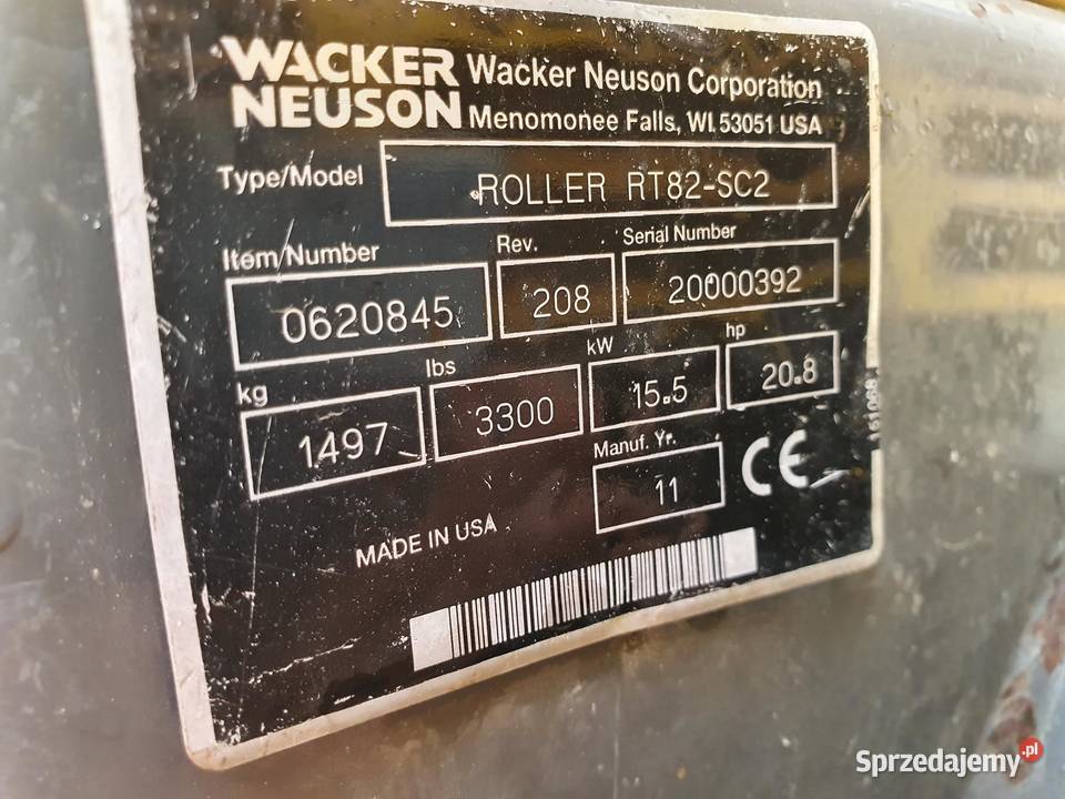 Walec okołkowany Wacker Neuson RT82SC2 2011 r Mszana Dolna