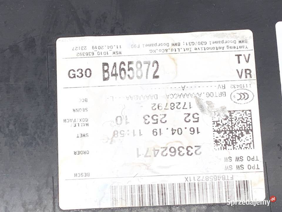 BOCZEK DRZWI PRAWY PRZÓD BMW G30 SedanLimuzyna Wyposażenie wnętrza