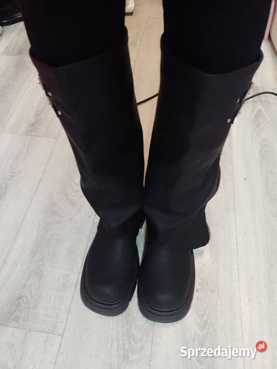 3940 Czarne Zdobione Kozaki traperowe NOWE małopolskie