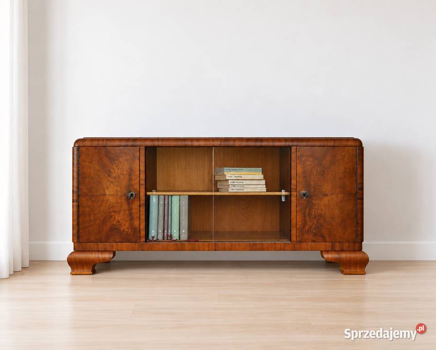 Biblioteczka Witrynka Komoda Art Deco orzech wielkopolskie Poznań