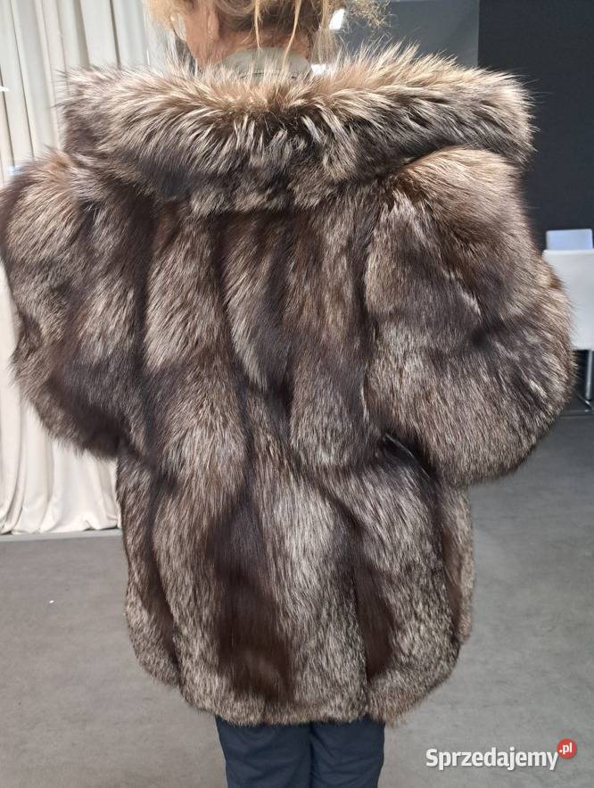 XL Eleganckie Naturalne Futro z lisów srebrnych Zimowa  Gaszowice