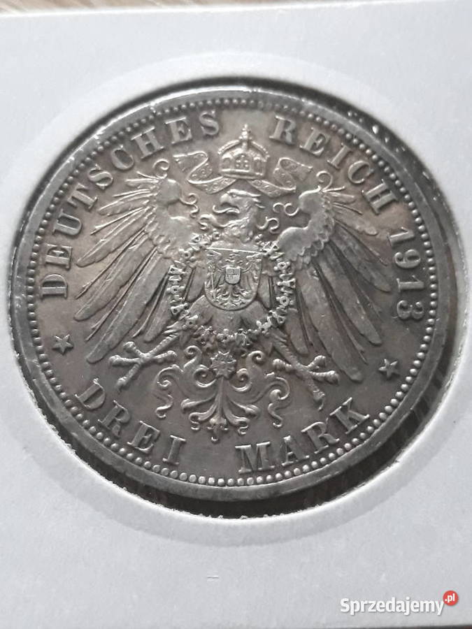 3 Marki Wilhelm II Prusy 1913 r men Aokoło Konin sprzedam