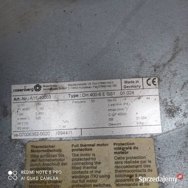 Wentylator Dachowy Rosenberg DH 35545DF D IP54 wielkopolskie Nowy Tomyśl