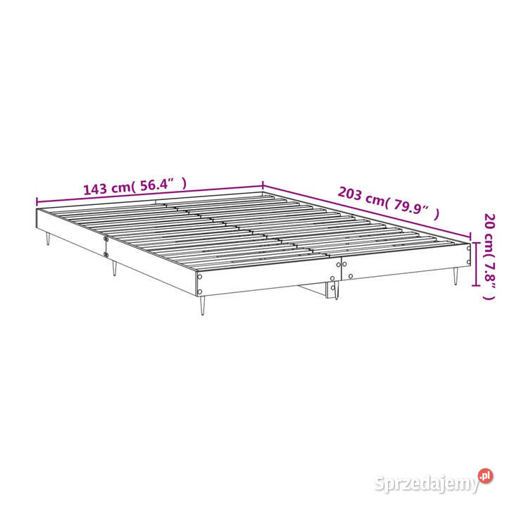 Łóżko bez materaca dąb sonoma 140x200 WM832248 203cm Warszawa
