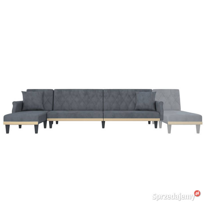 Sofa rozkładana L ciemnoszara 271x140x70 aksamit Meble