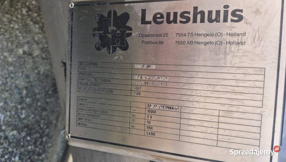 LEUSHUIS LAGER TANKS Zbiornik leżakowy procesowy Krotoszyn
