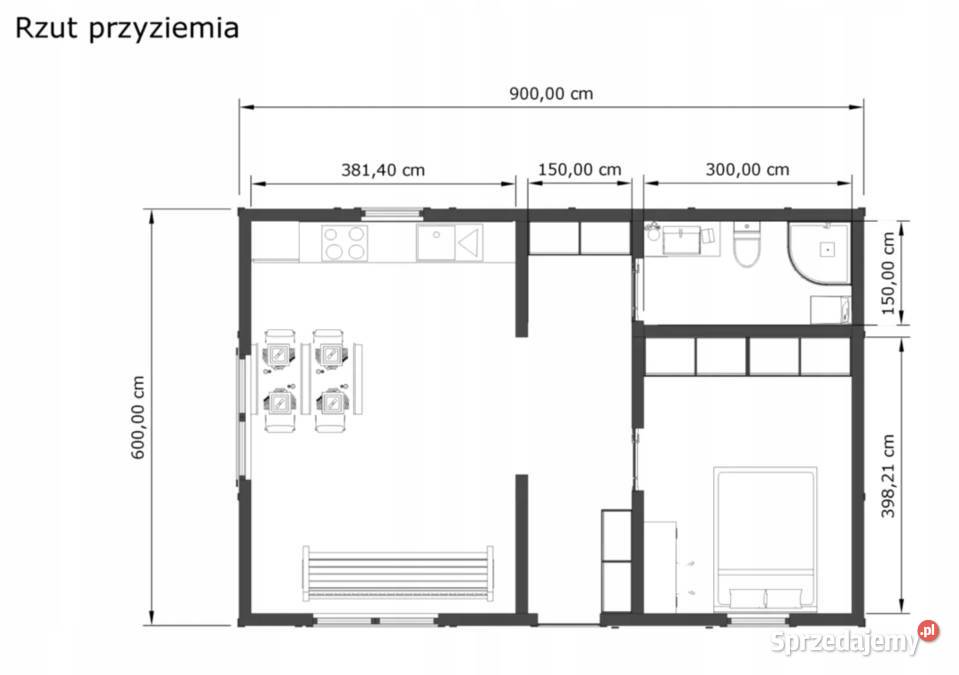 Dom Całoroczny K5 6m x 9m z instalacjami Danków Duży