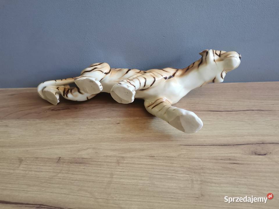 Stara duża figurka porcelanowa Tygrys Royal Dux śląskie Katowice