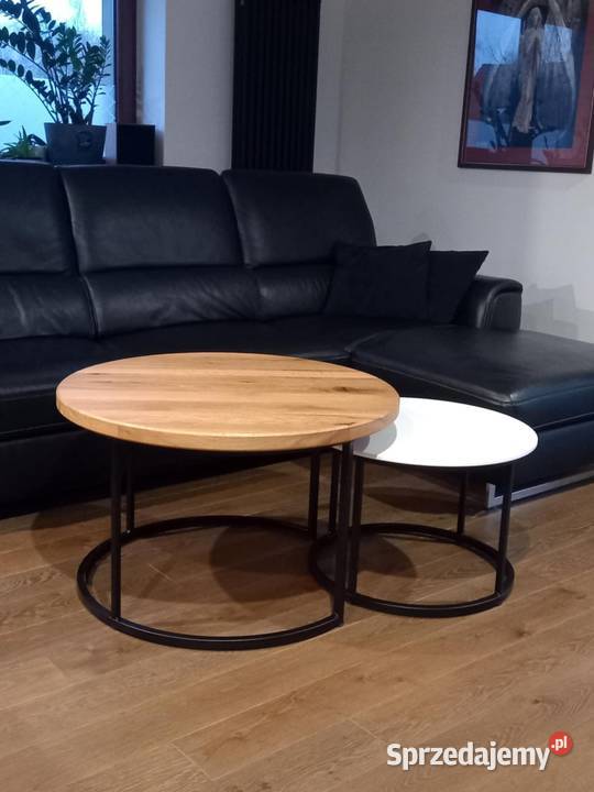 Zestaw stolików blat lity dąb corian Kotowice