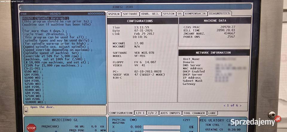 Centrum obróbcze CNC HAAS VF4SS Produkcja Jelenia Góra
