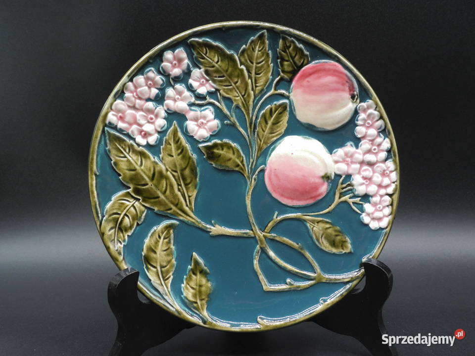 Secesyjny francuski talerz z majoliki XIXwieczny sprzedam