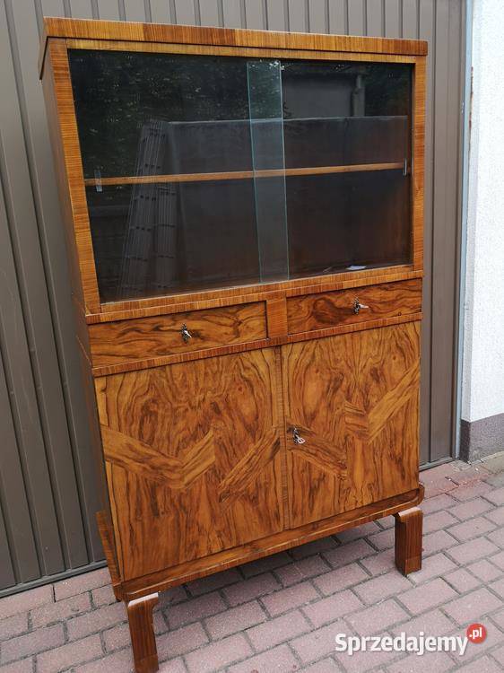 Witryna Biblioteka ARTDECO Unikat Orzech Stara Swarzędz