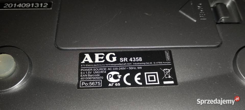 Boombox AEG SR 4358 CDMP3USB Stan Czysty Dźwięk Wąbrzeźno