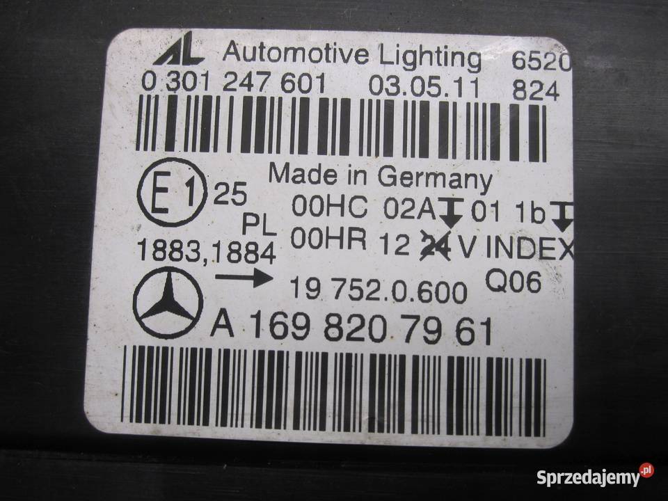 MERCEDES W245 lampa lewa przód A1698207961 Lampy przednie Kielce