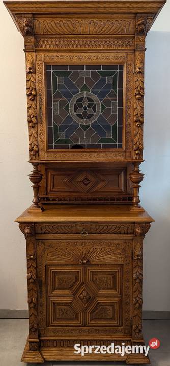 Piękny dębowy kredens neorenesansowysklep Dąbrowa Górnicza