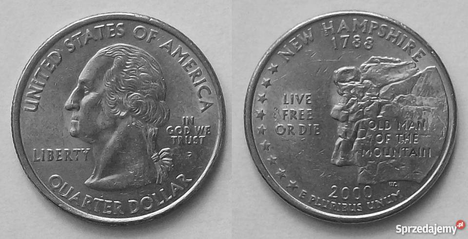 USA 25 centów stan Hampshire znak menniczy P Leźnica Wielka