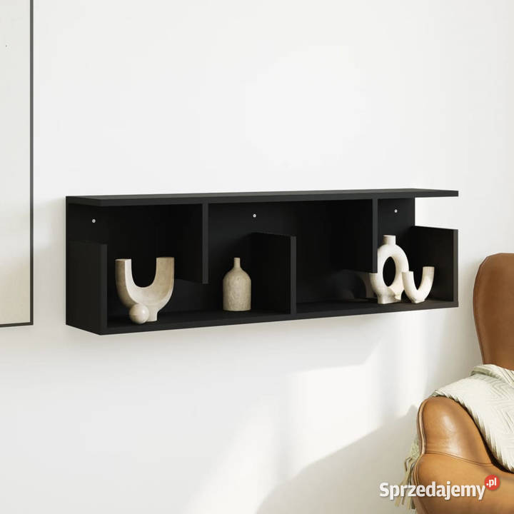 Półka ścienna 100x20x30 czarna materiał mazowieckie Warszawa
