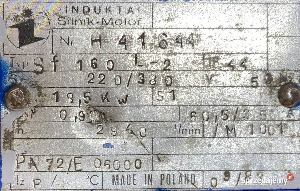 silnik elektryczny 185kW 2940obr 3fazowy INDUKTA