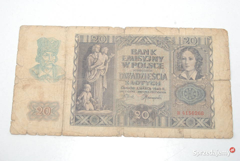 Stary banknot 20 złotych 1940 antyk unikat śląskie sprzedam