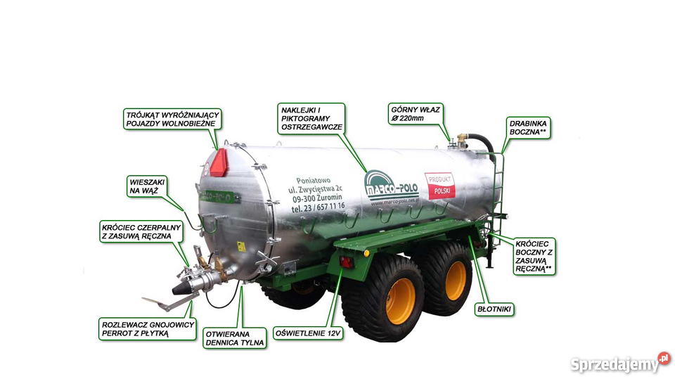 Wozy asenizacyjne beczkowóz MARCOPOLO wóz Rogóźno