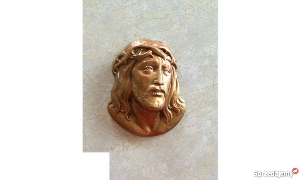 Głowa Pana Jezusa czernione złote miedź Jezus na krzyżu