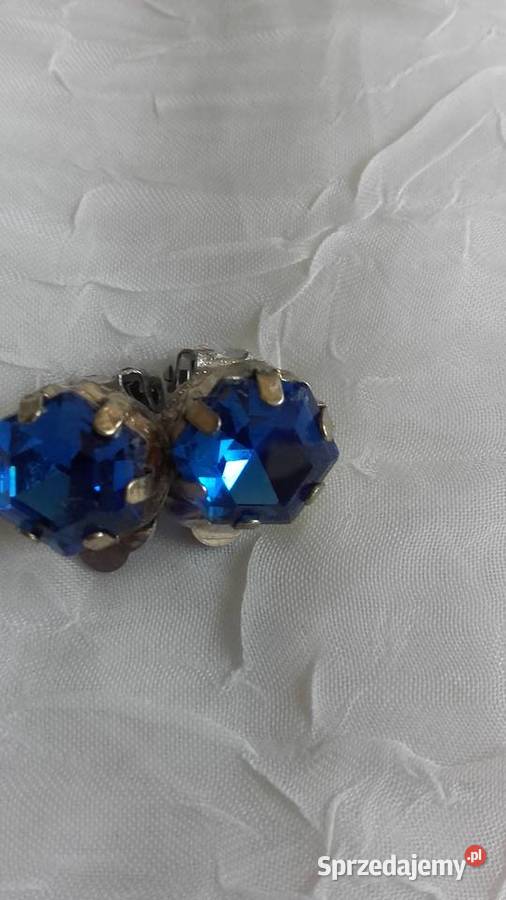 PIĘKNE KLIPSY Z BŁĘKITNYM FALSETOWANYM posrebrzane Kolczyki Piła