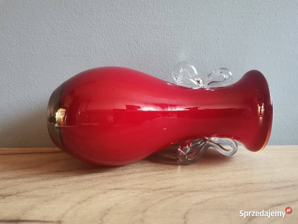 Stary czerwony wazon Makora Krosno design PRL śląskie sprzedam