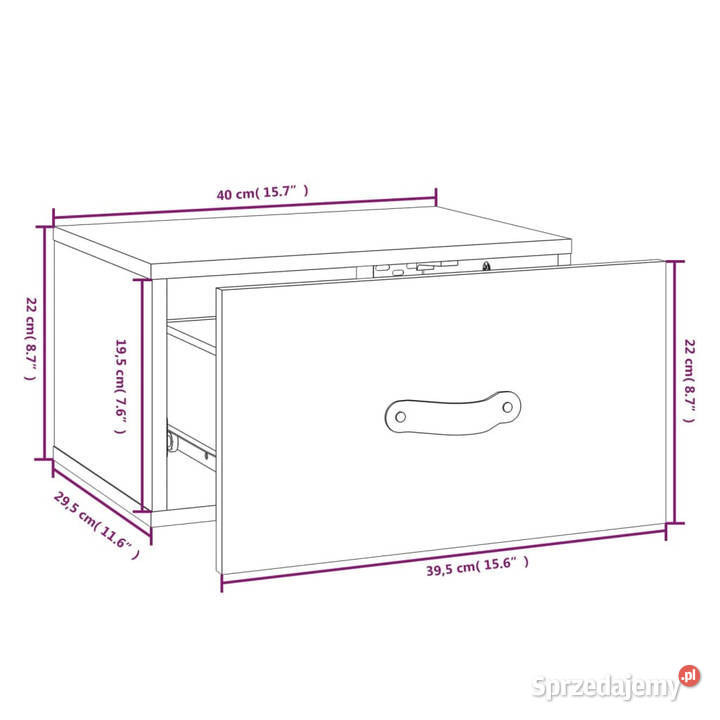 Szafki nocne wiszące 2 40x295x22 czarne WM820995 mazowieckie