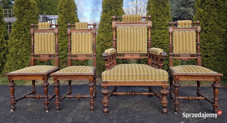 Piękny komplet czterech eklektycznych krzeseł Meble zachodniopomorskie sprzedam