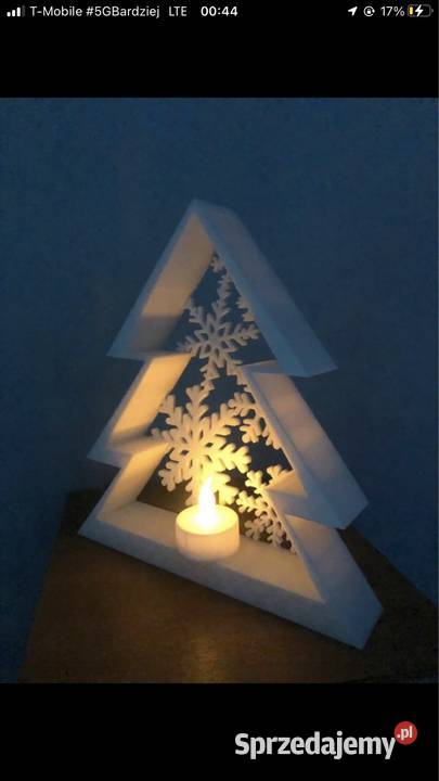 Choinka z tłem w śnieżki lampion biały Kłodawa sprzedam