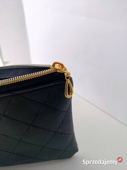 Saszetka portfel skórzany pikowany czarny Pozostałe Konin