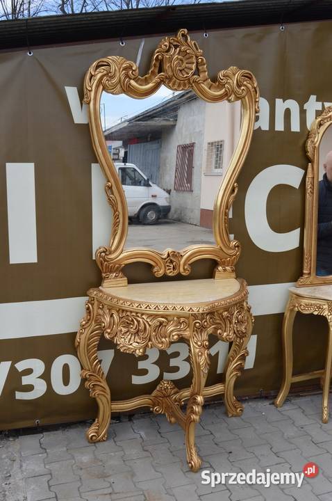 235 BAROKOWA KONSOLA Z LUSTREM KONSOLKA drewno Meble Kraków