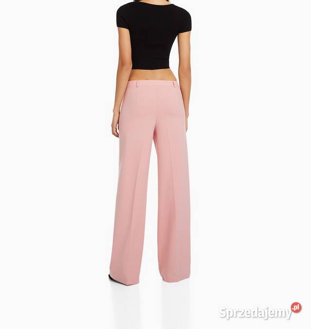 BERSHKA Dopasowane spodnie wide leg ze szlufkami Bershka Kalisz
