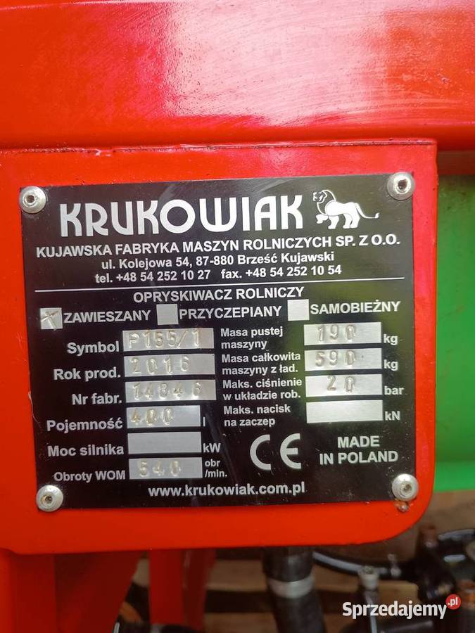 Opryskiwacz Krukowiak 10 m nieuszkodzony Siedlec