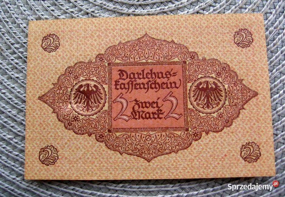 Banknot Zastępczy 2 Marki 1920r 4 Bilet na kawe Kalisz