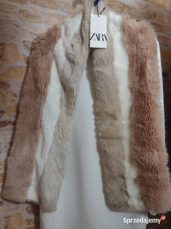 ZARA Ekskluzywny długi Futrzany szal futerko małopolskie Kraków