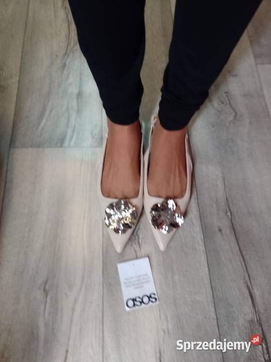 42 ASOS Design Beżowe bogato zdobione baleriny z 28.5cm Kraków sprzedam