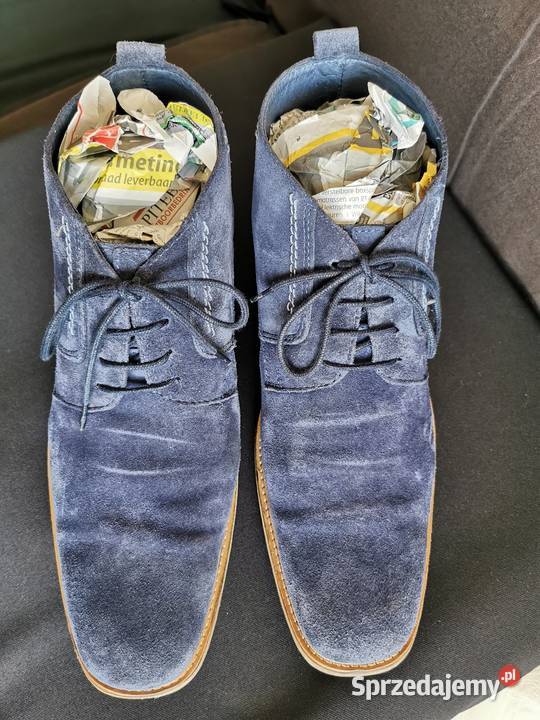 Eleganckie Buty firmowe Skóra Naturalna NUBUK 44 29.5cm Łódź