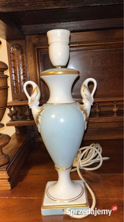 Lampa z łabędziami Syg Kaiser Błękitna złocona z pomorskie