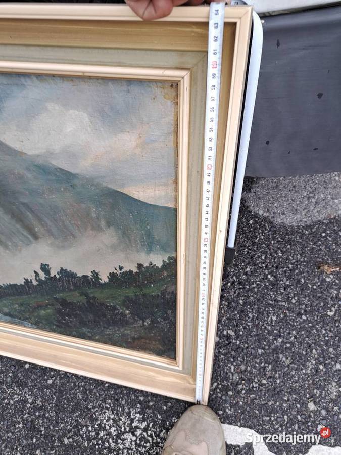 Stary 130 lat obraz olej na płótnie Śnieżka Lubań